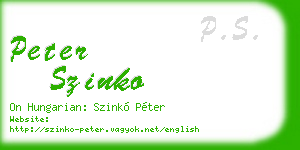 peter szinko business card